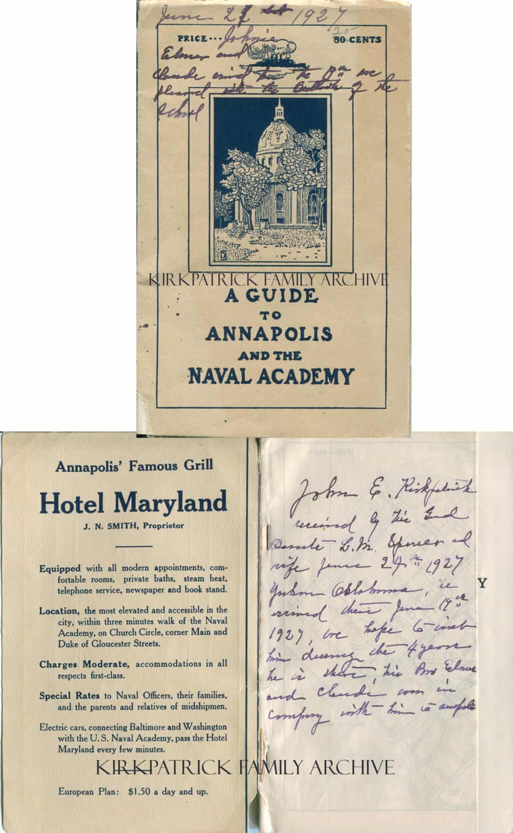 Guide to Annapolis and the Naval Academy book. On the cover is the date June 21/22