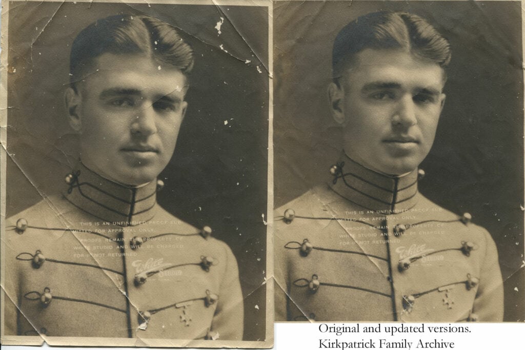 Lewis Spencer Kirkpatrick wearing his cadet uniform; photograph taken before 1924.